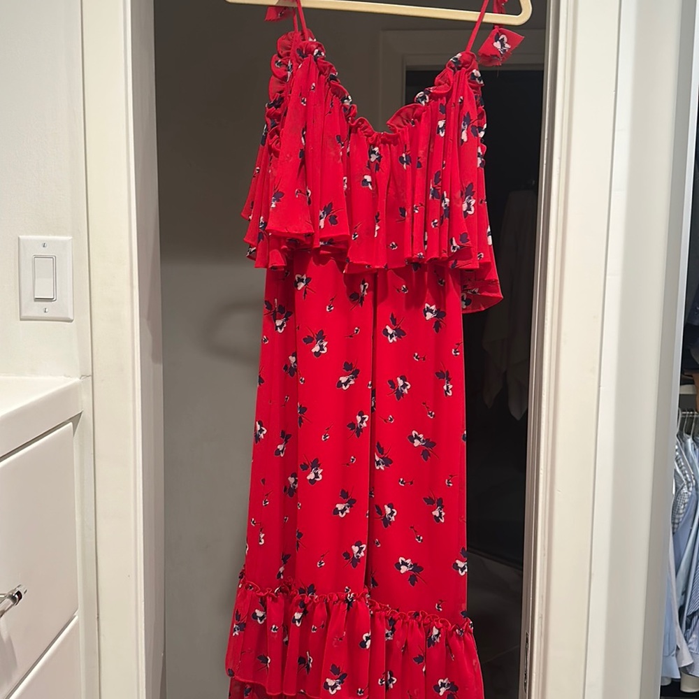 MISA red floral midi dress- new with tags!